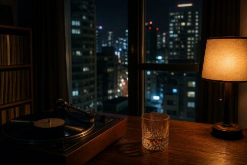 夜の部屋とレコード。『ろんりねす♪ろんりねす』の孤独をイメージ