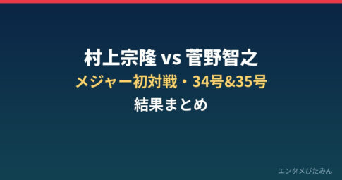 村上宗隆vs菅野智之 メジャー初対戦 34号35号 結果まとめ
