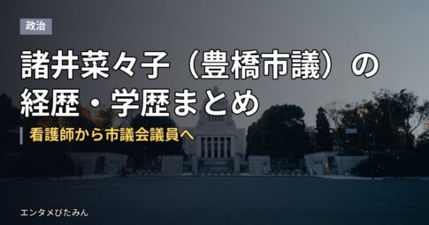 諸井菜々子（豊橋市議）の経歴・学歴まとめ｜看護師から市議会議員へ